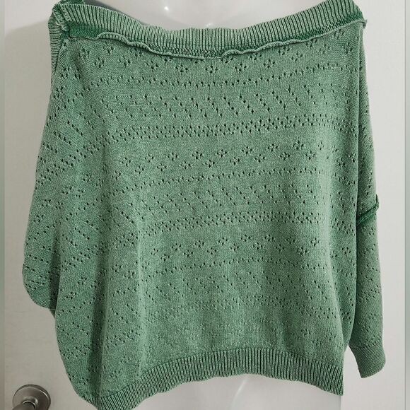 Free People Knit Pointelle Sand Castle Cropped Sweater - Picture 8 of 8